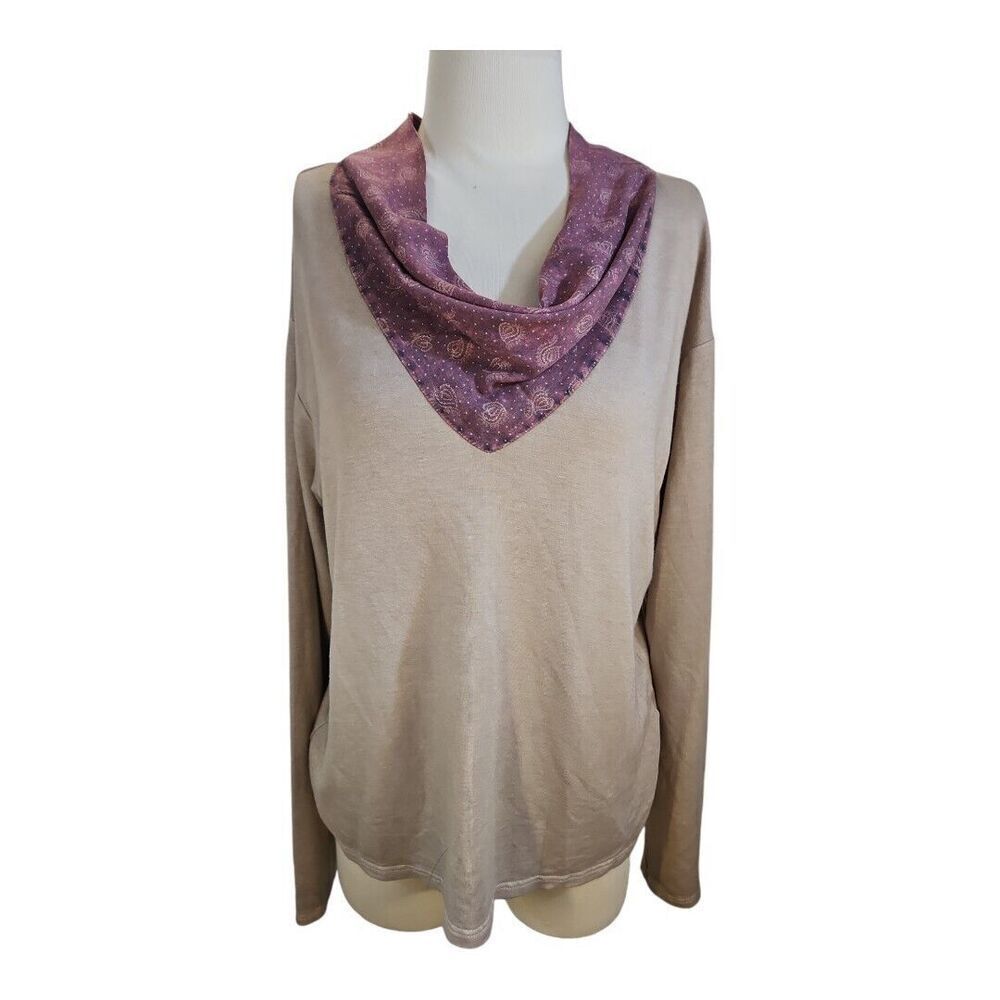 Ember Brand Hankerchief Cowl Neck Long Sleeve Knit Top Size M